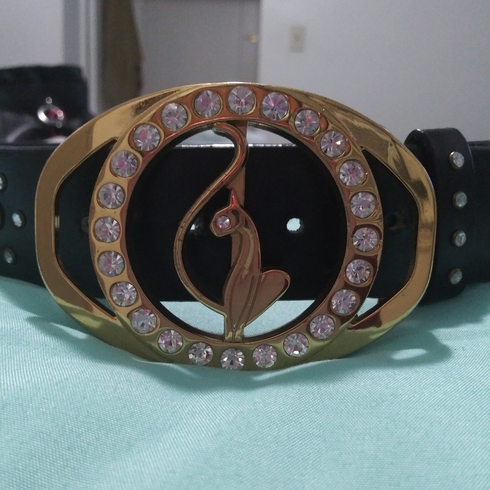 Baby Phat Leather Belt Bling Buckle